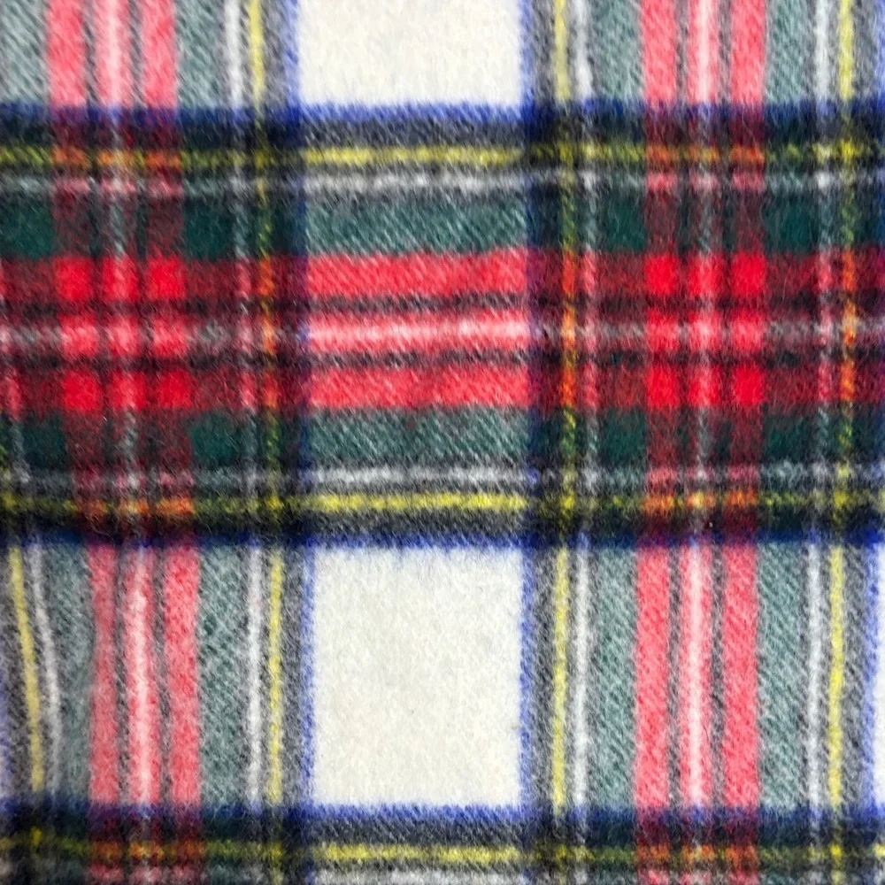 Vintage Plaid Red White Green Yellow Blue Wool Scarf